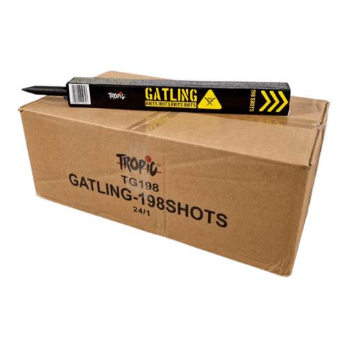 TG198 RIOTS MANIAX GATLING ROMAN CANDLES FULL BOX PYROMANIAX