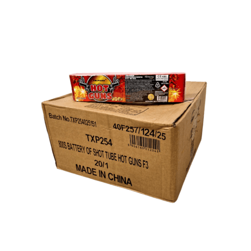 TXP254 HOT GUNS 800 SHOTS FIRECRACKERS FULL BOX PYROMANIAX