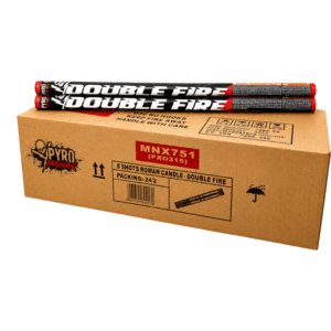 MNX751 DOUBLE FIRE ROMAN CANDLES PYROMANIAX FULL BOX